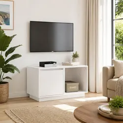 White TV Cabinet Dimensions: 74x35x44 cm, Solid Pine Wood