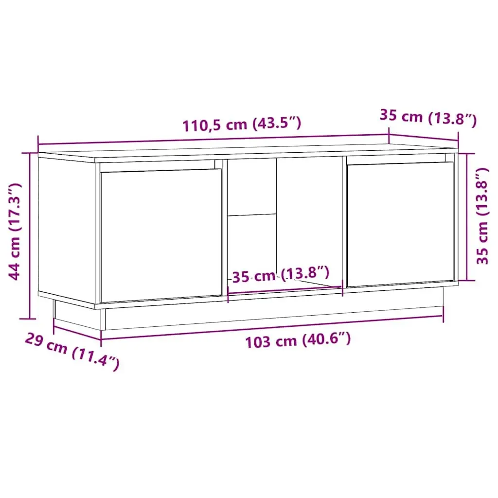 TV Cabinet Living Room Honey Brown Solid Pine Wood Media Storage Unit