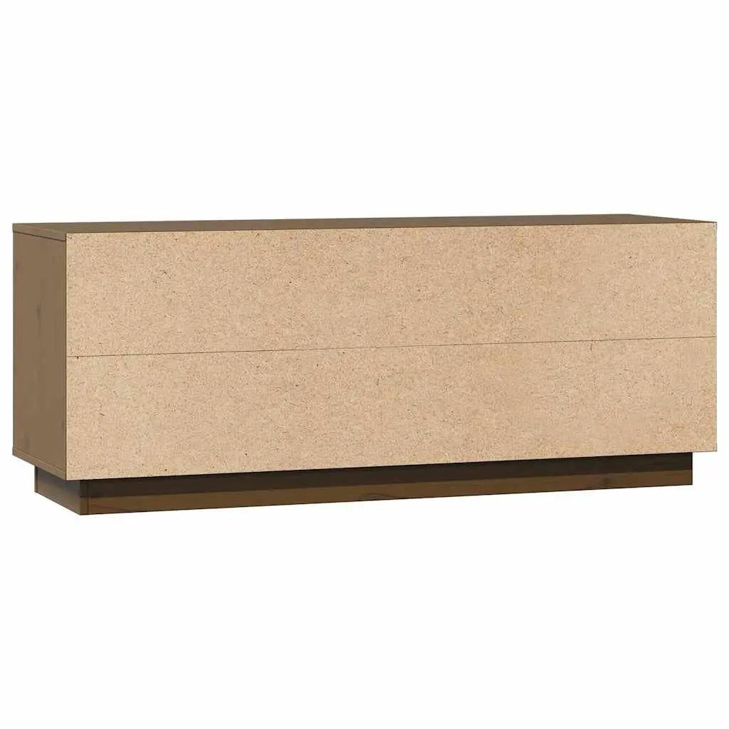 TV Cabinet Living Room Honey Brown Solid Pine Wood Media Storage Unit