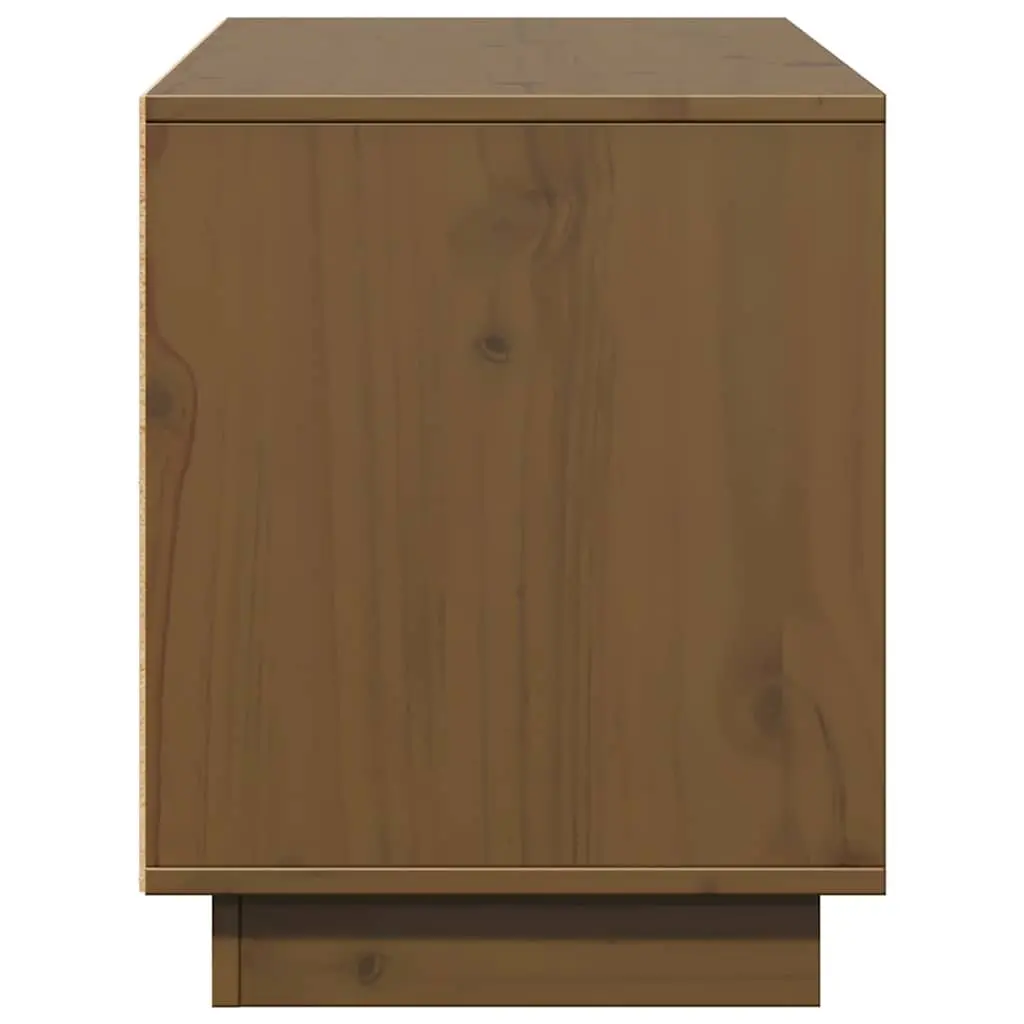 TV Cabinet Living Room Honey Brown Solid Pine Wood Media Storage Unit