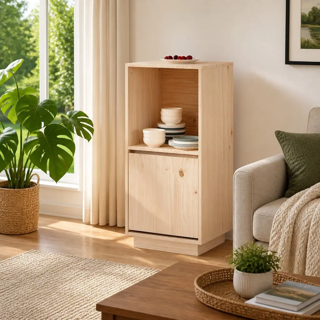 Sideboard 38x35x80 cm Brown Solid Pine Wood Cabinet Storage Living Room