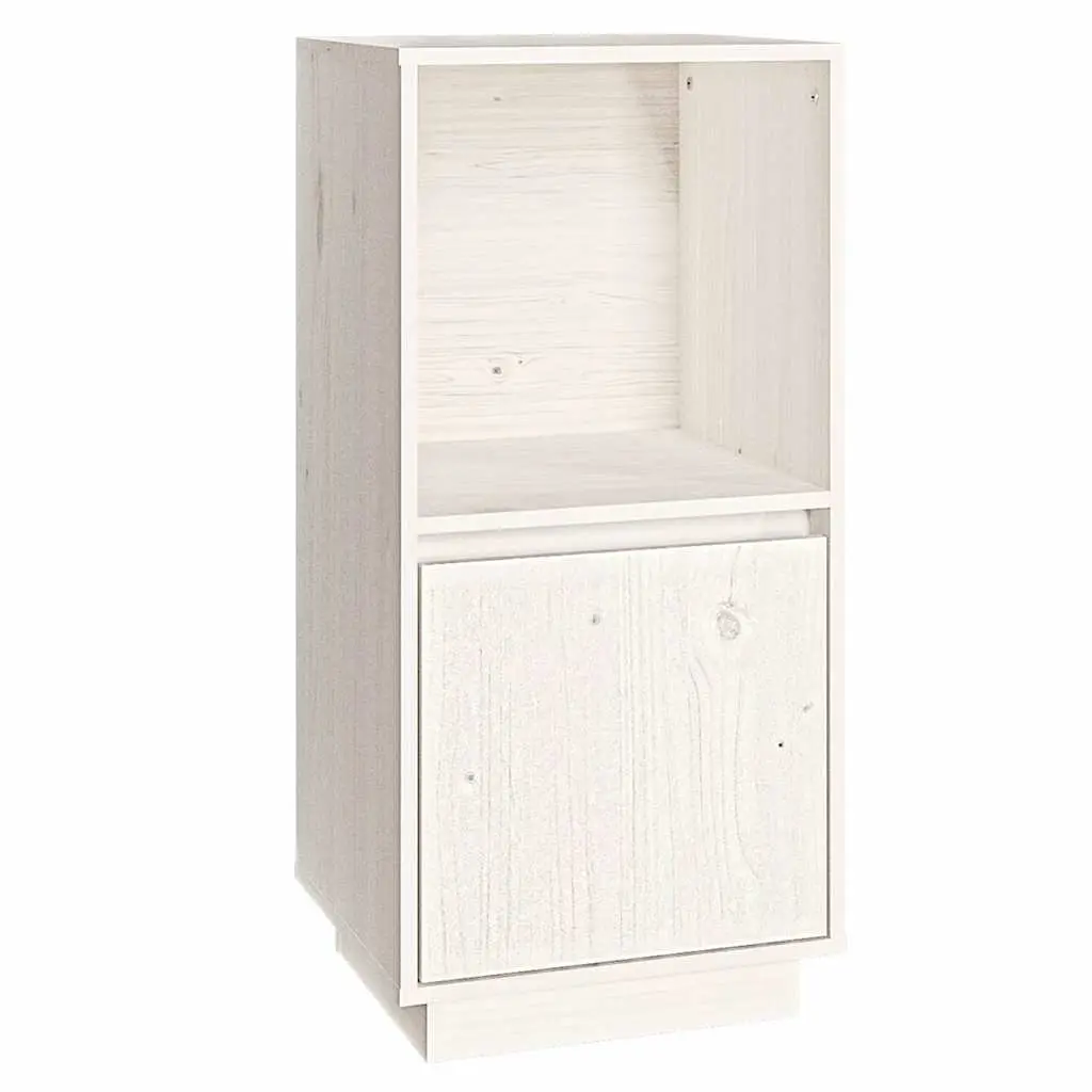 Sideboard Cabinet Living Room Solid Pine Wood White Modern Style 38 x 35 x 80 cm