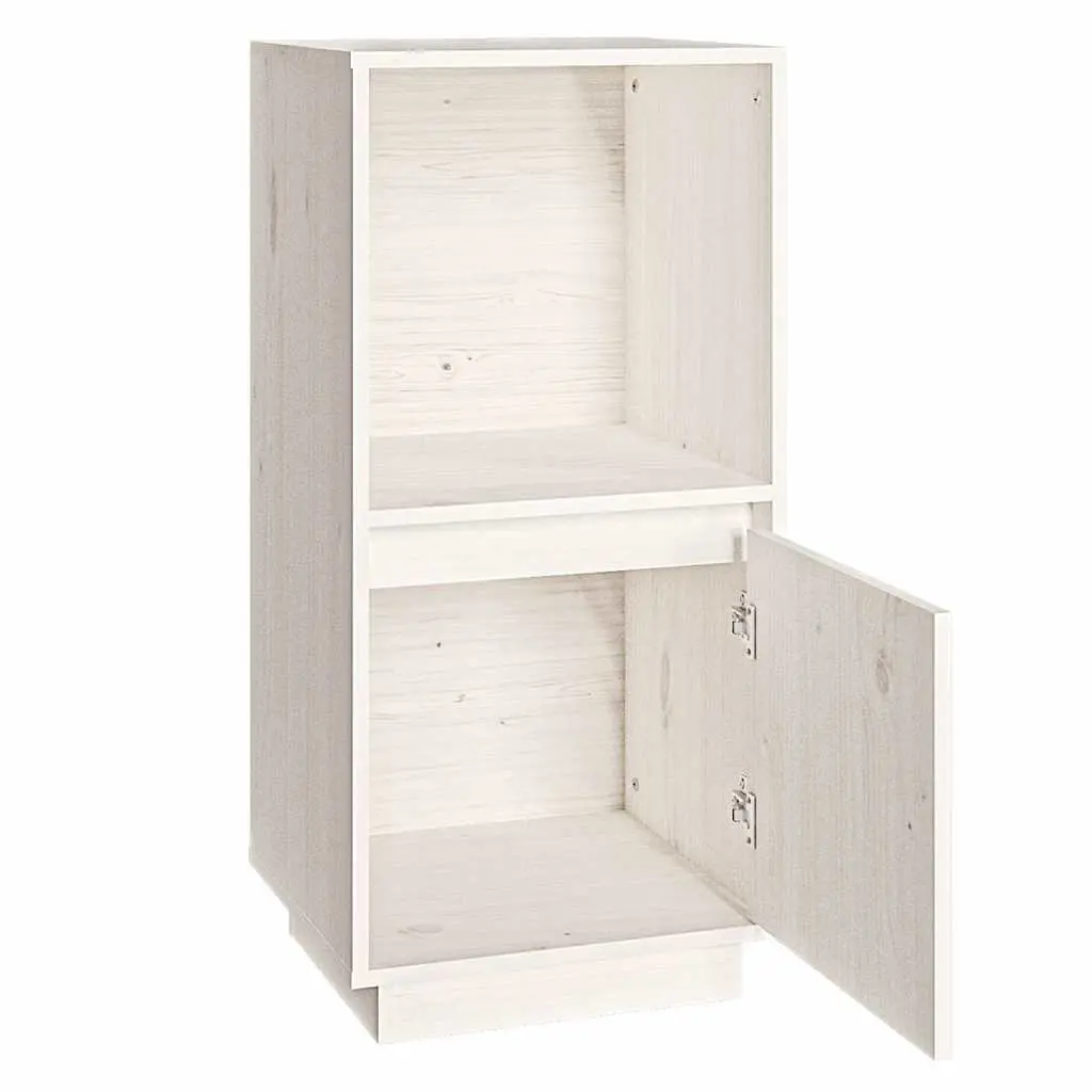 Sideboard Cabinet Living Room Solid Pine Wood White Modern Style 38 x 35 x 80 cm