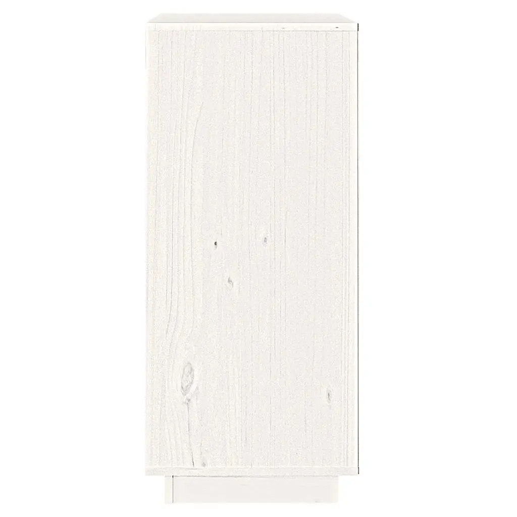 Sideboard Cabinet Living Room Solid Pine Wood White Modern Style 38 x 35 x 80 cm