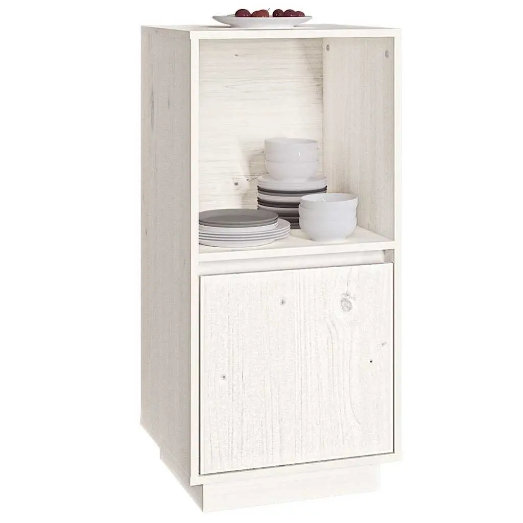 Sideboard Cabinet Living Room Solid Pine Wood White Modern Style 38 x 35 x 80 cm