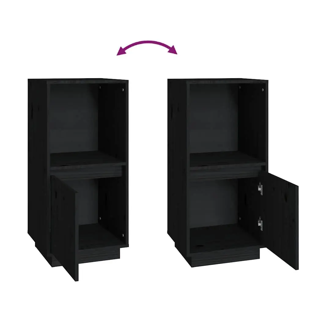 Black Sideboard Cabinet Solid Pine Wood Storage Buffet Modern Living Room