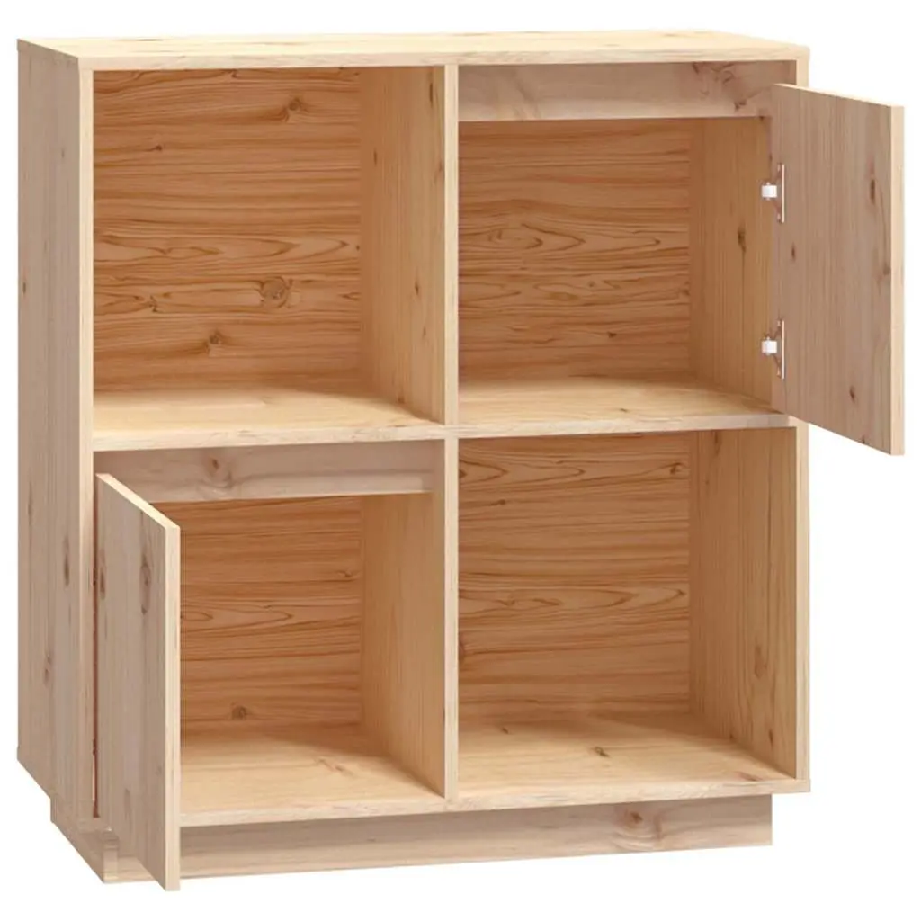 Solid Wood Pine Sideboard 74x35x80cm Storage Cabinet with 2 Doors Brown