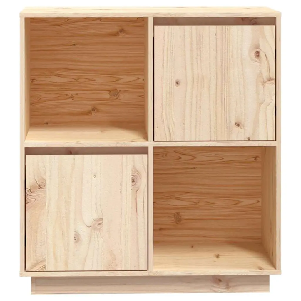 Solid Wood Pine Sideboard 74x35x80cm Storage Cabinet with 2 Doors Brown
