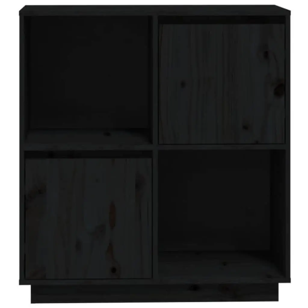Sideboard Black for Room 74x35x80 cm Solid Wood Pine 2 Doors Compartments