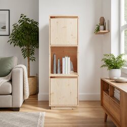 Highboard Cabinet in Solid Pine Wood 38x35x117cm with Storage