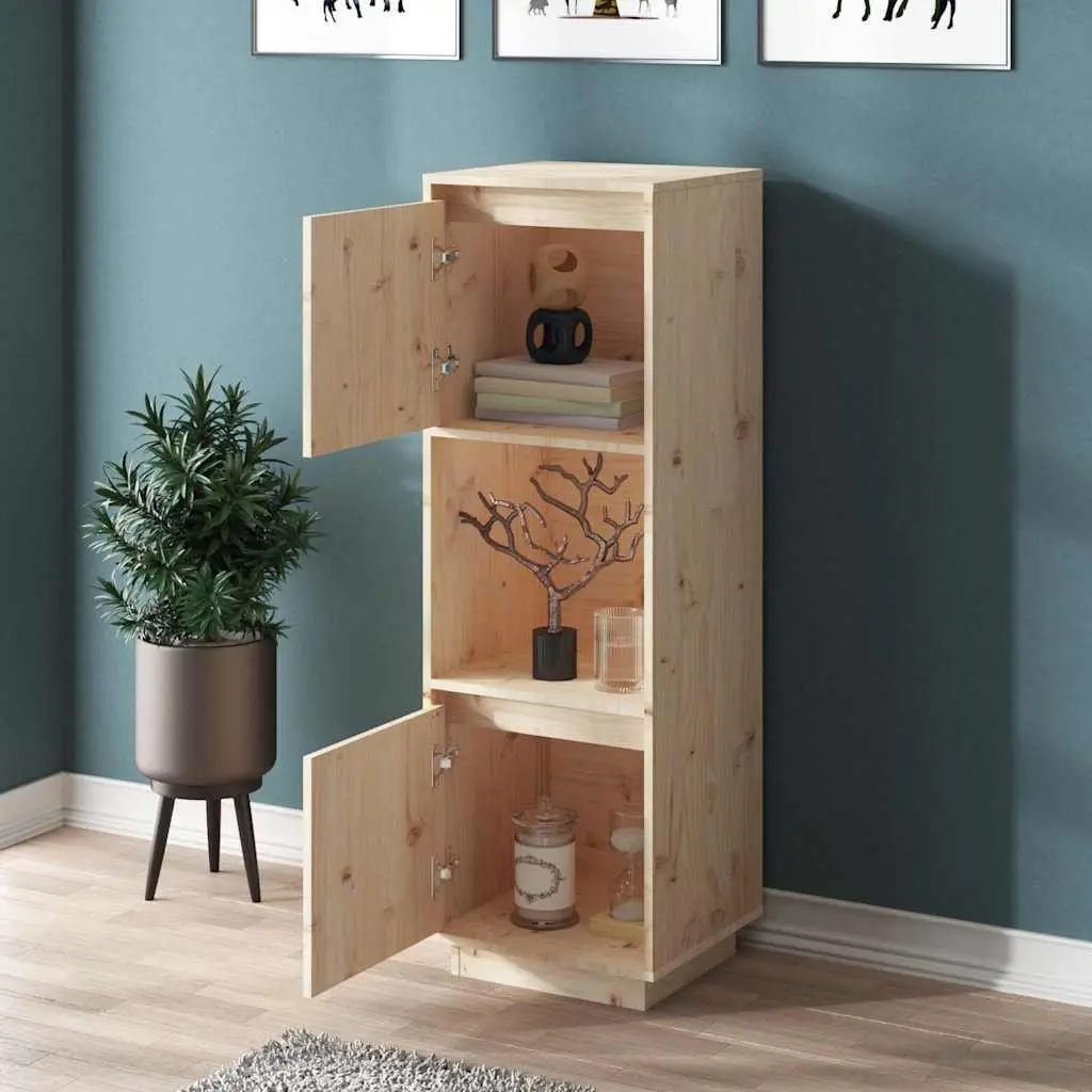 Highboard Cabinet in Solid Pine Wood 38x35x117cm with Storage