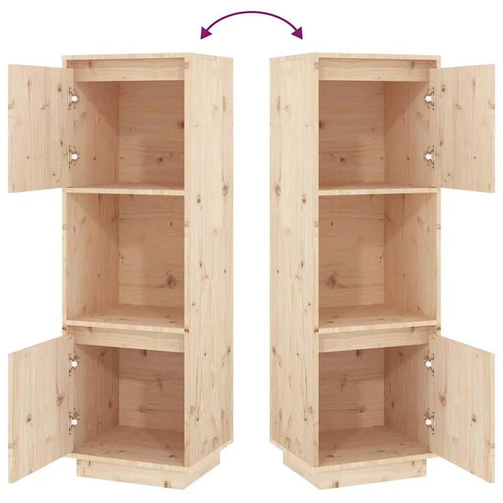 Highboard Cabinet in Solid Pine Wood 38x35x117cm with Storage