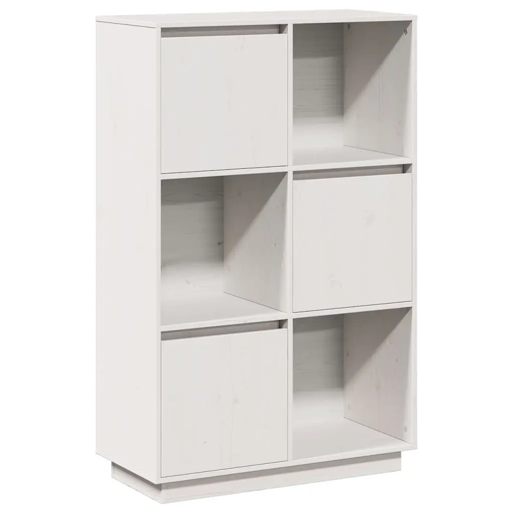 Highboard Storage Cabinet White Solid Pine Wood 74x35x117cm