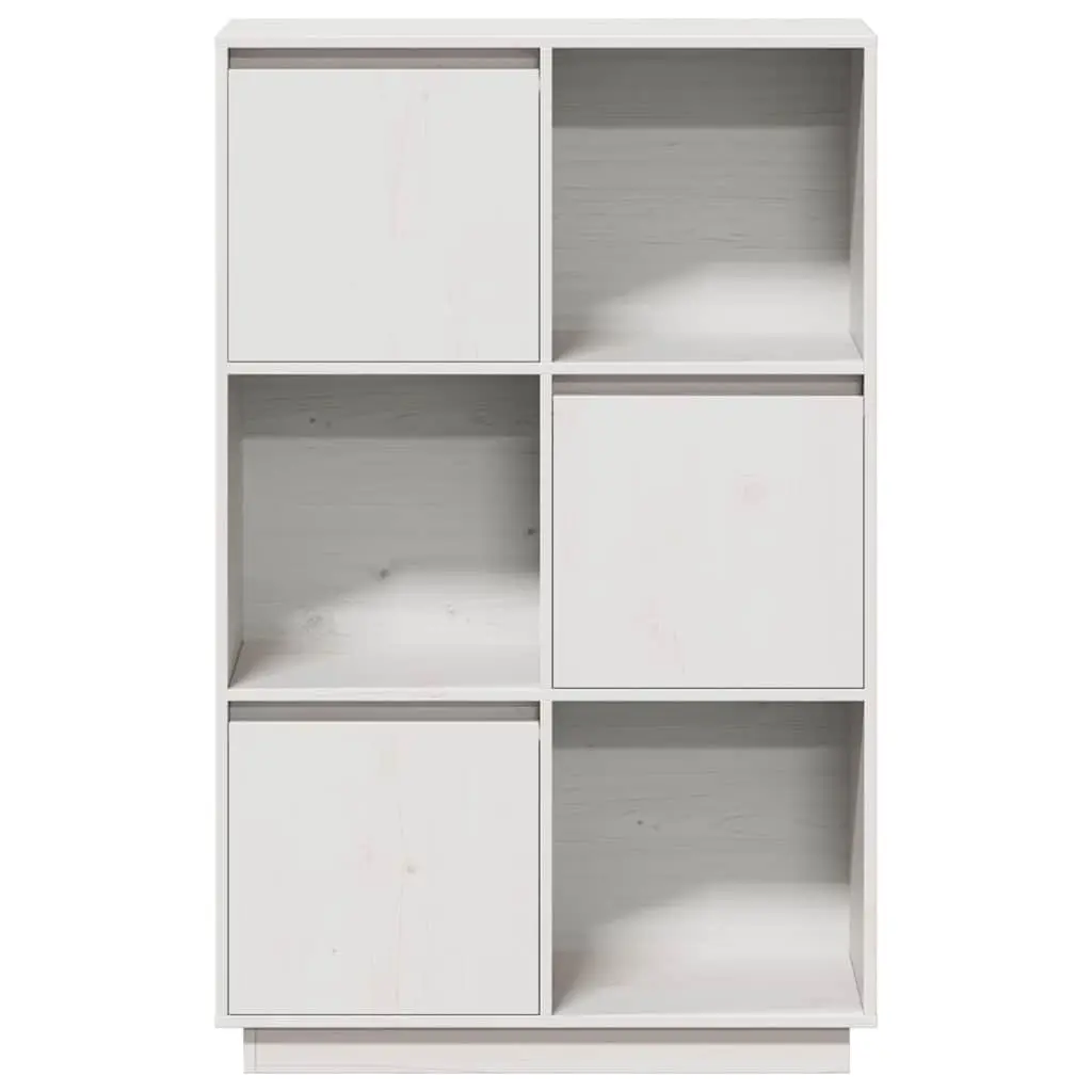Highboard Storage Cabinet White Solid Pine Wood 74x35x117cm