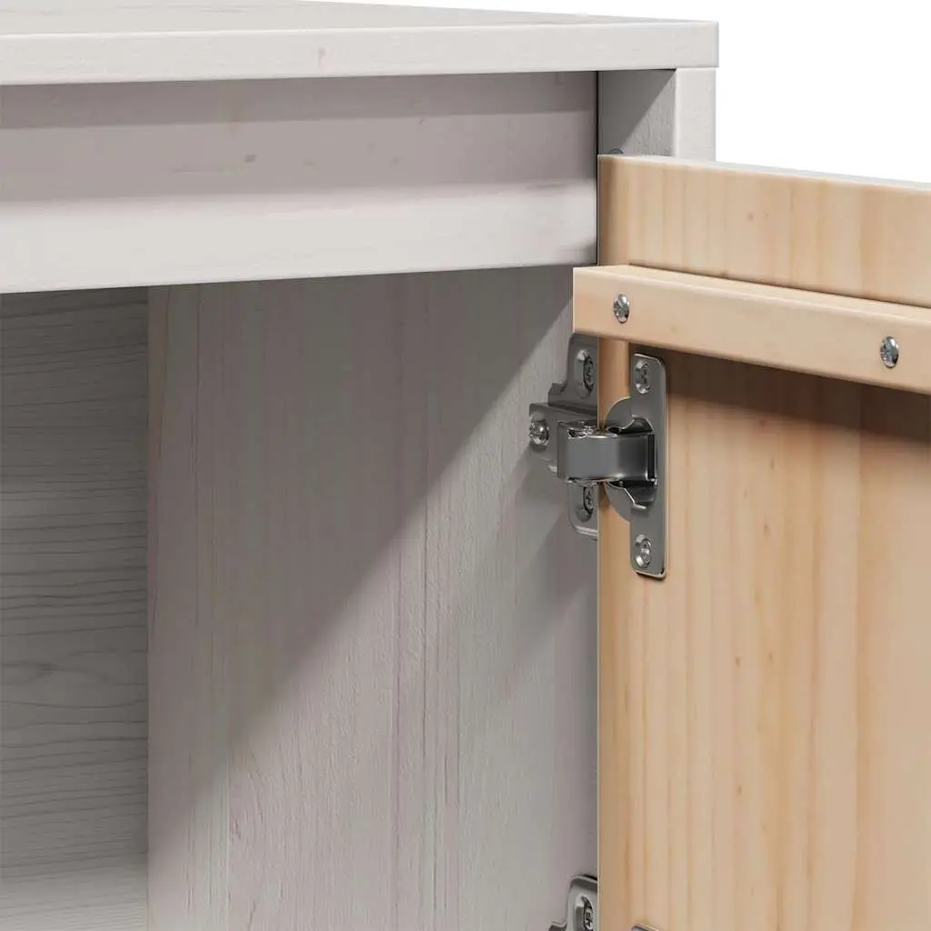 Highboard Storage Cabinet White Solid Pine Wood 74x35x117cm