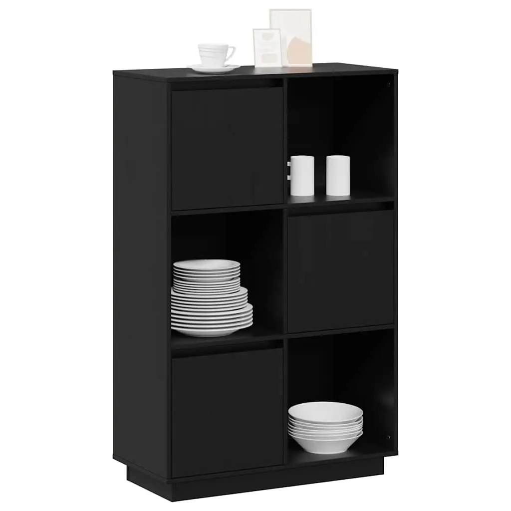 Solid Wood Pine Highboard Black Storage Cabinet Sideboard Display Organiser