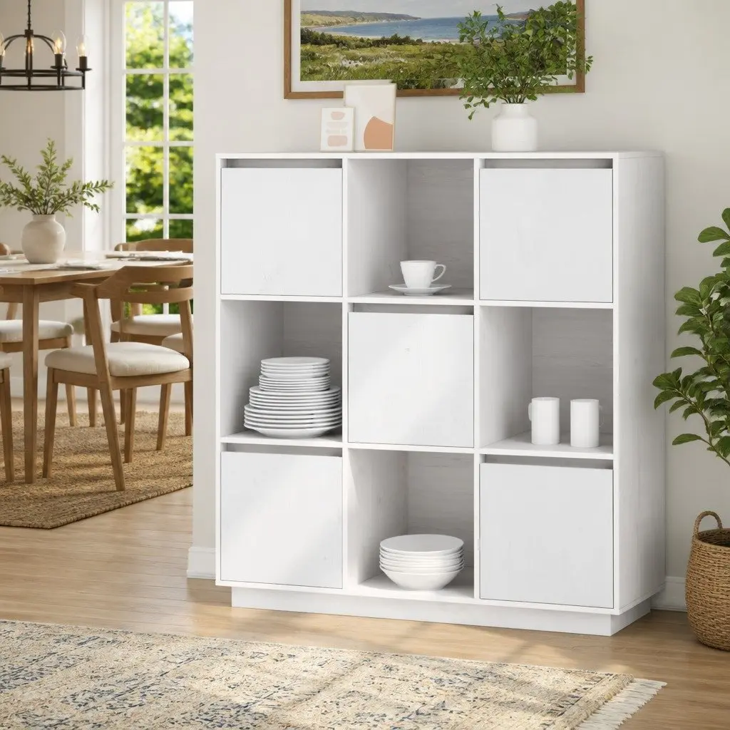 White 5-Door Highboard Storage Cabinet