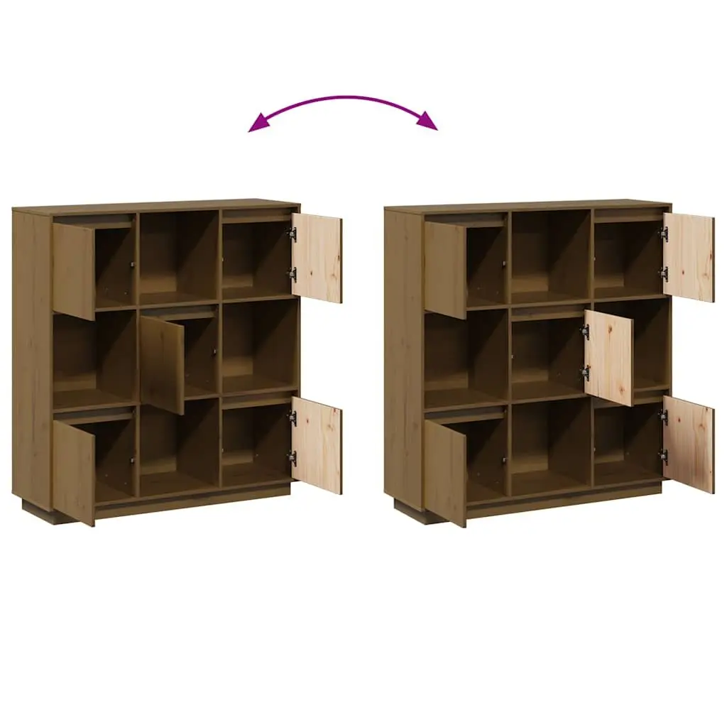 Highboard Storage Cabinet for Home 5 Door Brown Solid Pine Wood