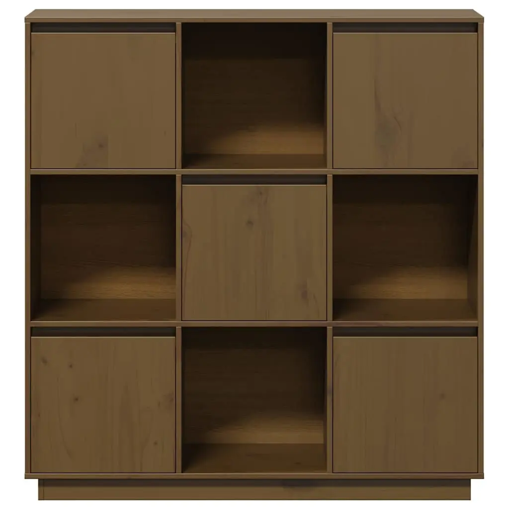 Highboard Storage Cabinet for Home 5 Door Brown Solid Pine Wood
