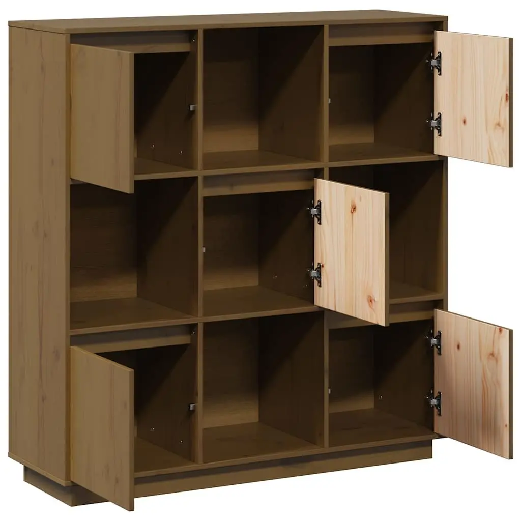Highboard Storage Cabinet for Home 5 Door Brown Solid Pine Wood