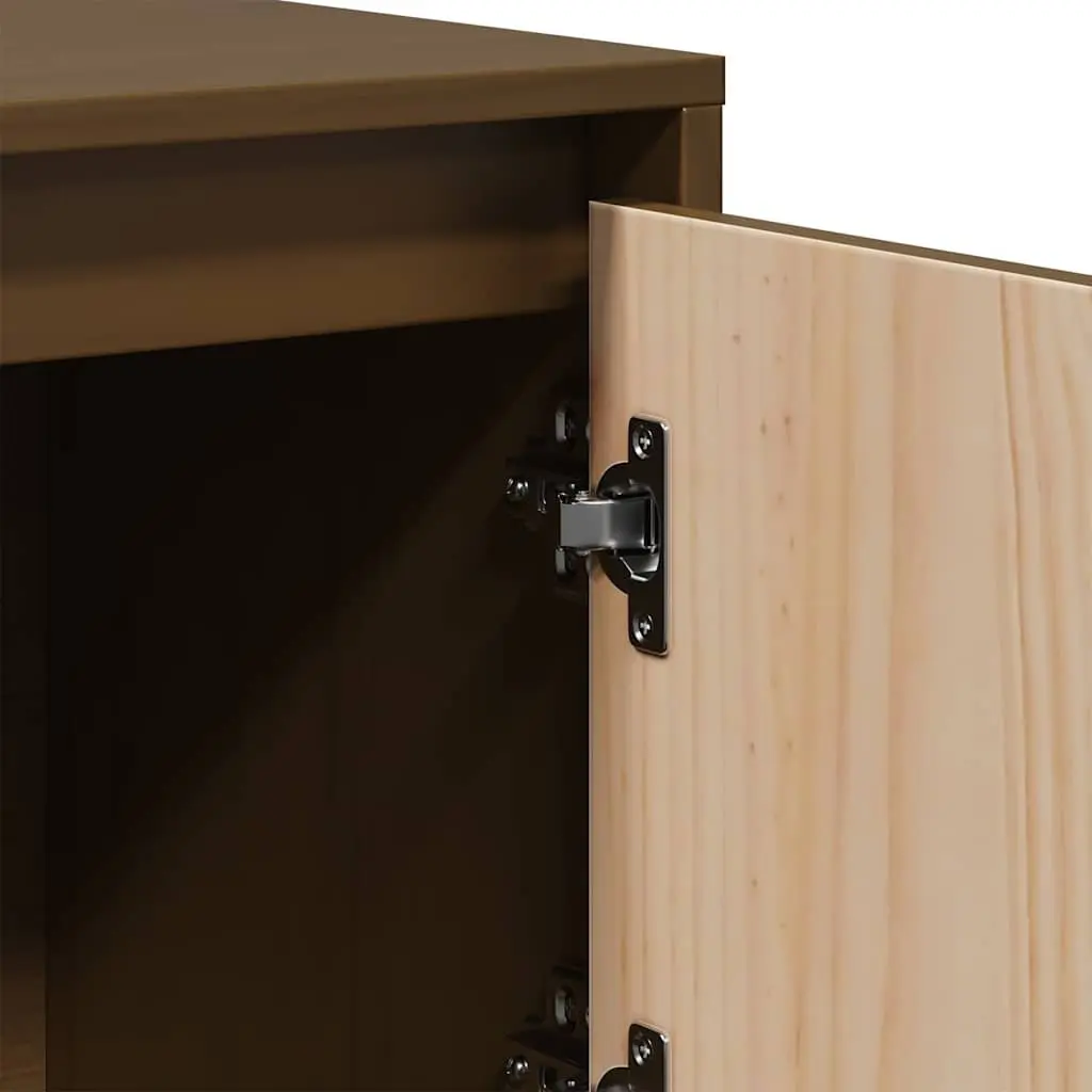 Highboard Storage Cabinet for Home 5 Door Brown Solid Pine Wood