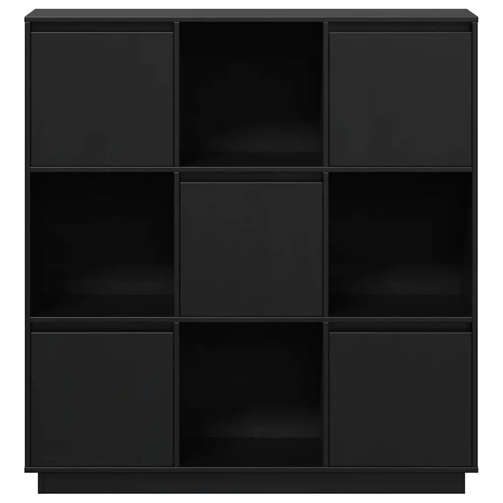 Black Highboard Storage Cabinet 5 Doors Solid Wood 110.5x35x117 cm for Home Use