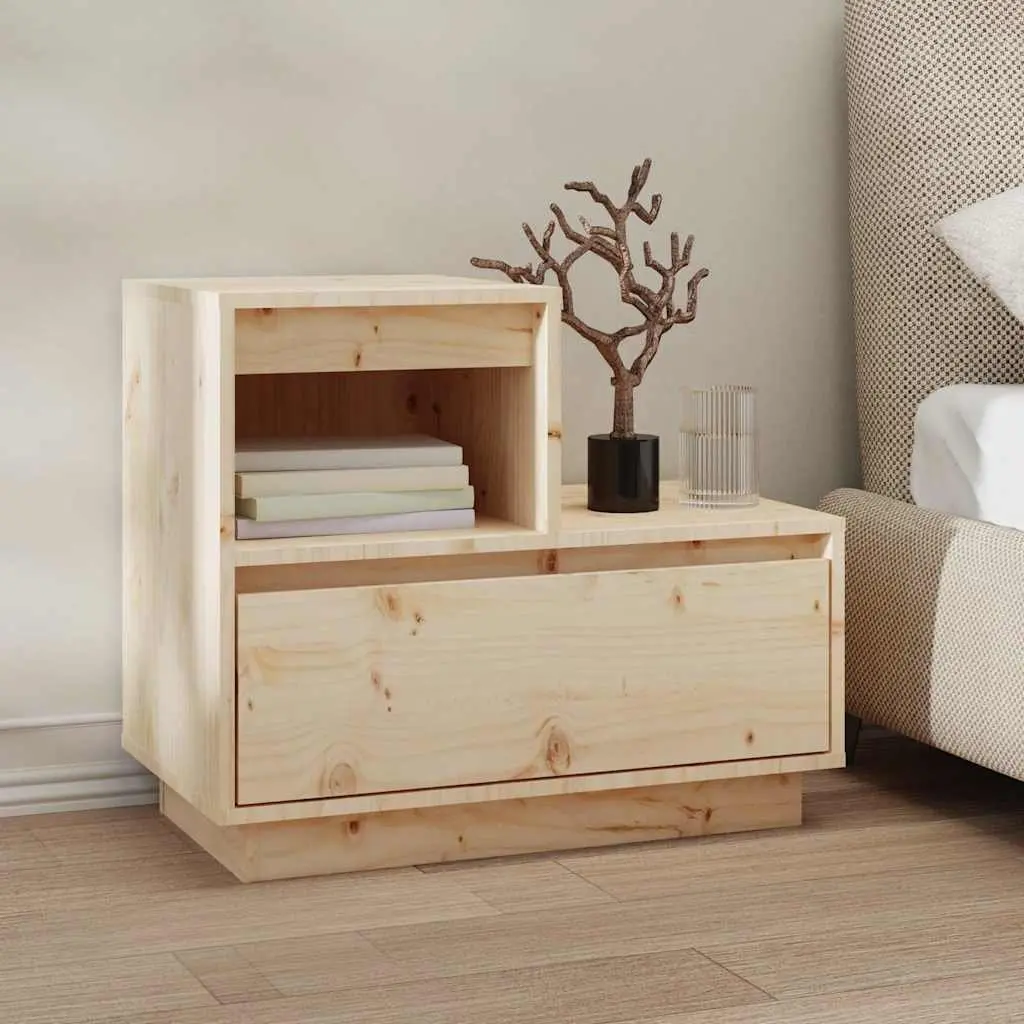 Bedside Cabinet 60x34x51cm Solid Wood Pine Drawer Compartment Storage Bedside