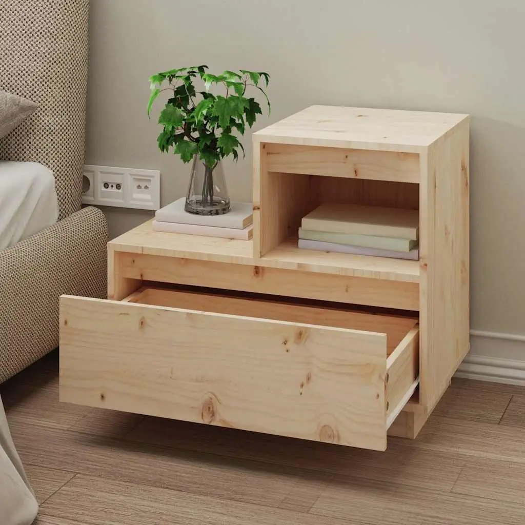 Bedside Cabinet 60x34x51cm Solid Wood Pine Drawer Compartment Storage Bedside