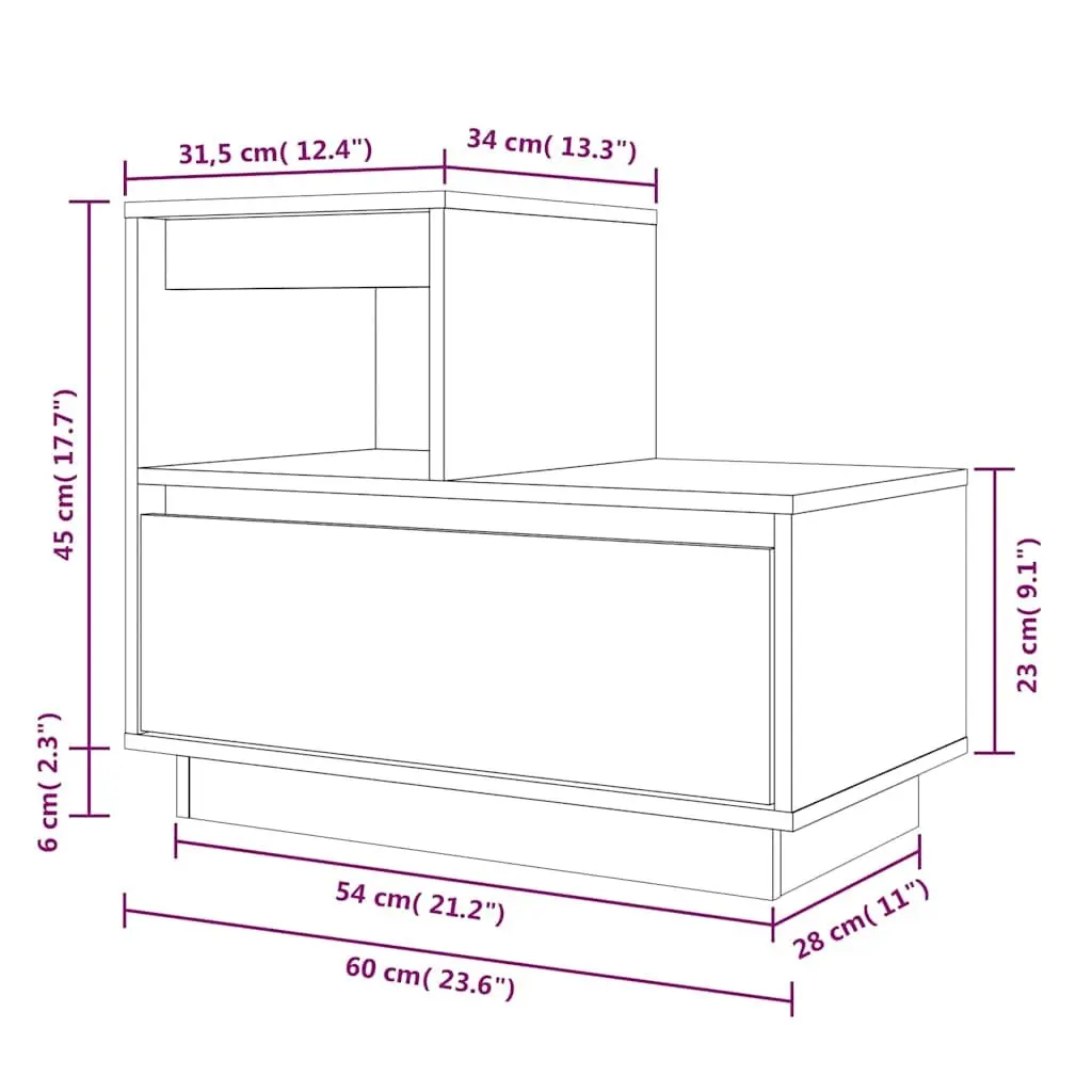 Bedside Cabinets 2 pcs White 60x34x51 cm Solid Pine Wood Storage Nightstand