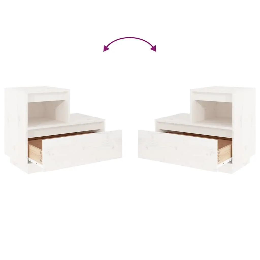 Bedside Cabinets 2 pcs White 60x34x51 cm Solid Pine Wood Storage Nightstand