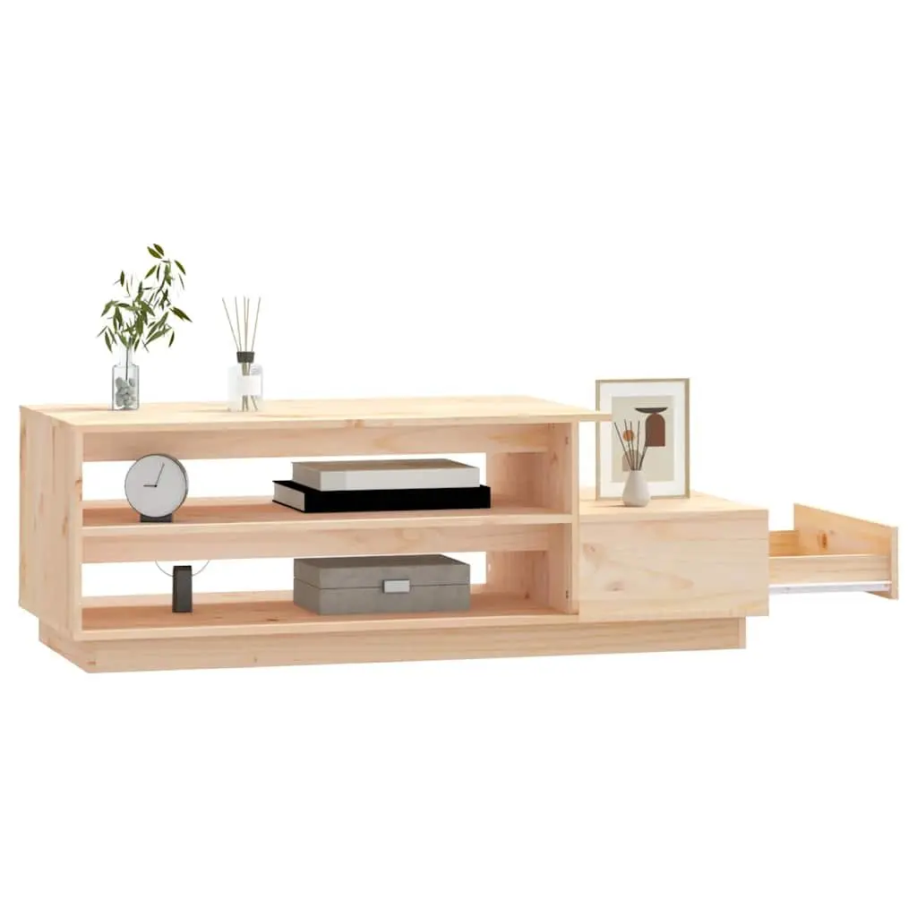 Coffee Table 120x50x40.5 cm Solid Pine Wood Storage Compartments Drawer Brown