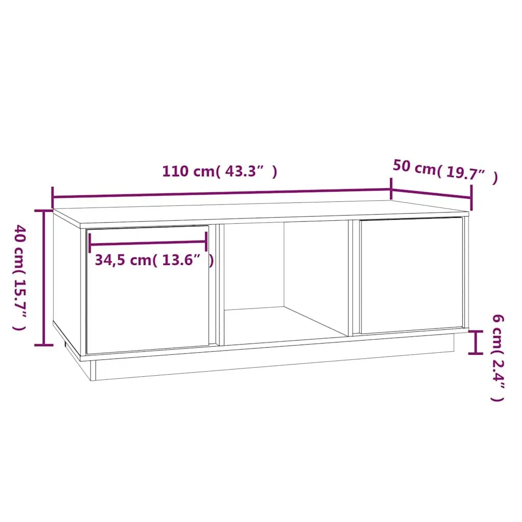 Solid Pine Wood Coffee Table 110x50x40cm