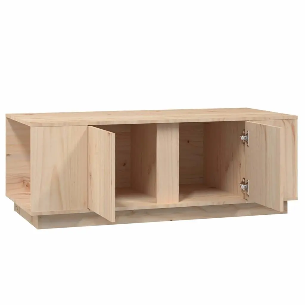 Coffee Table Solid Pine Wood Brown Storage Compartments Doors Home Furniture