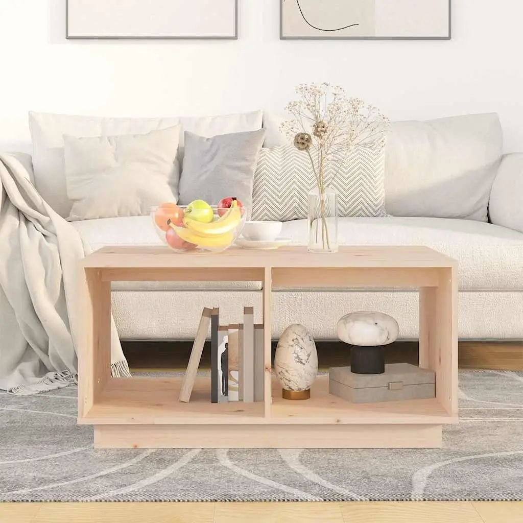 Coffee Table 80x50x40 cm Solid Pine Wood Brown Storage Compartments Living Room