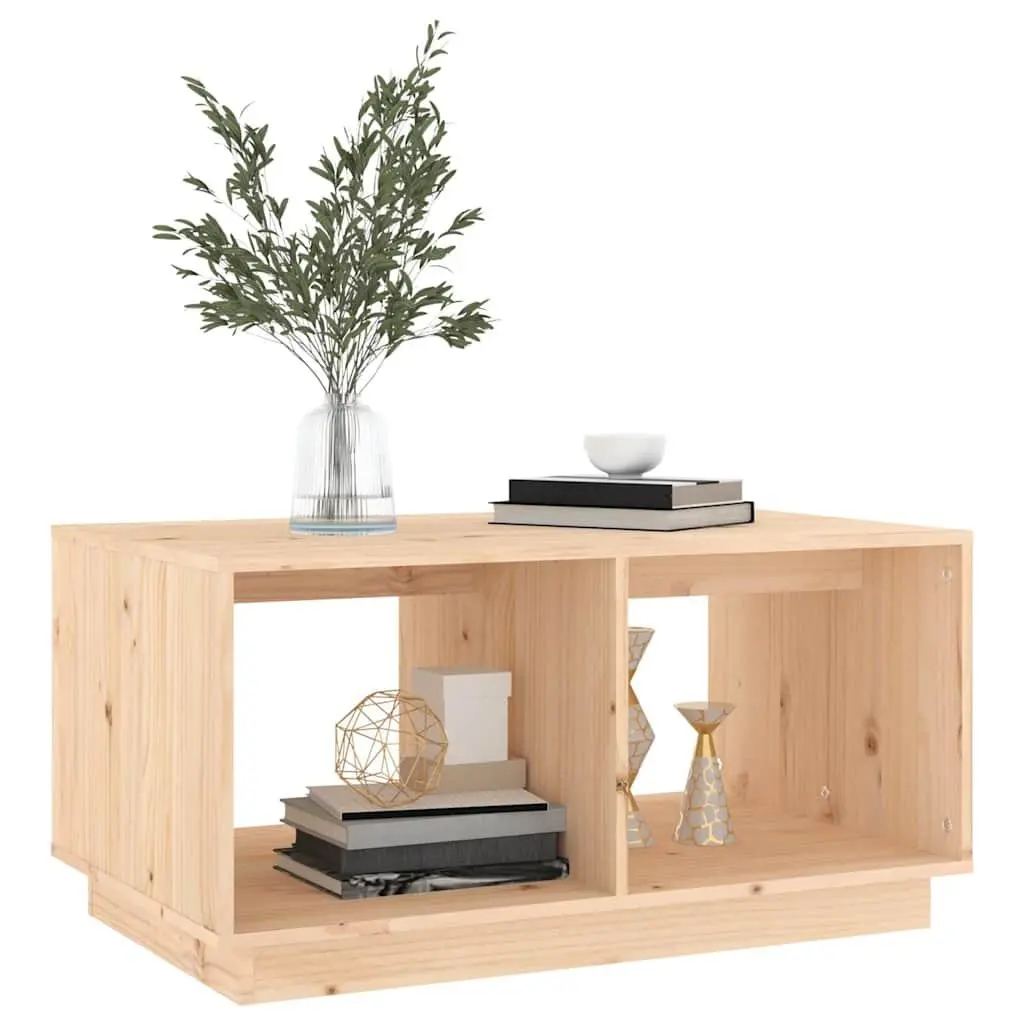 Coffee Table 80x50x40 cm Solid Pine Wood Brown Storage Compartments Living Room