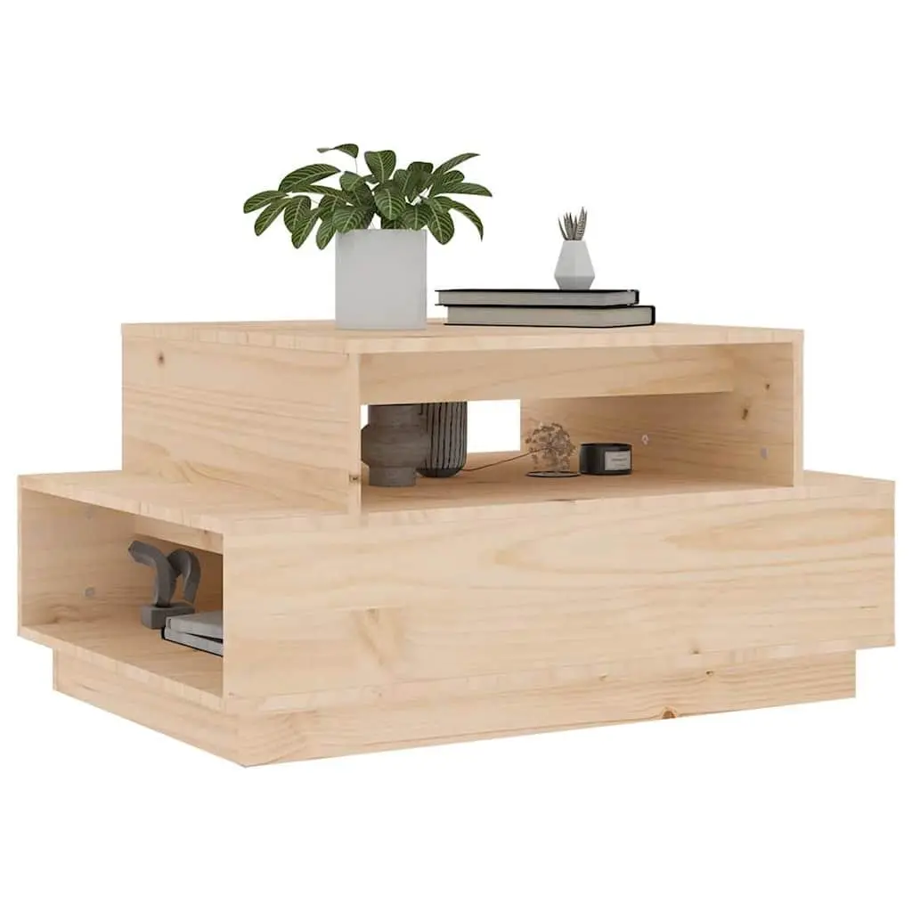 Coffee Table 80x55x40.5 cm Solid Pine Wood Brown Accent Living Room Furniture