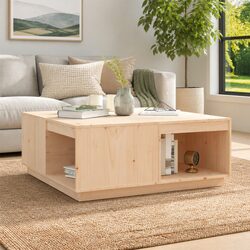 Coffee Table Dimensions 100x101x40.5cm, Solid Pine Wood, Brown