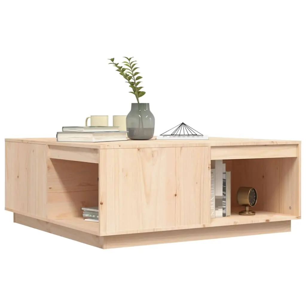 Coffee Table 100x101x40.5cm Brown Solid Pine Wood Storage Accent Furniture