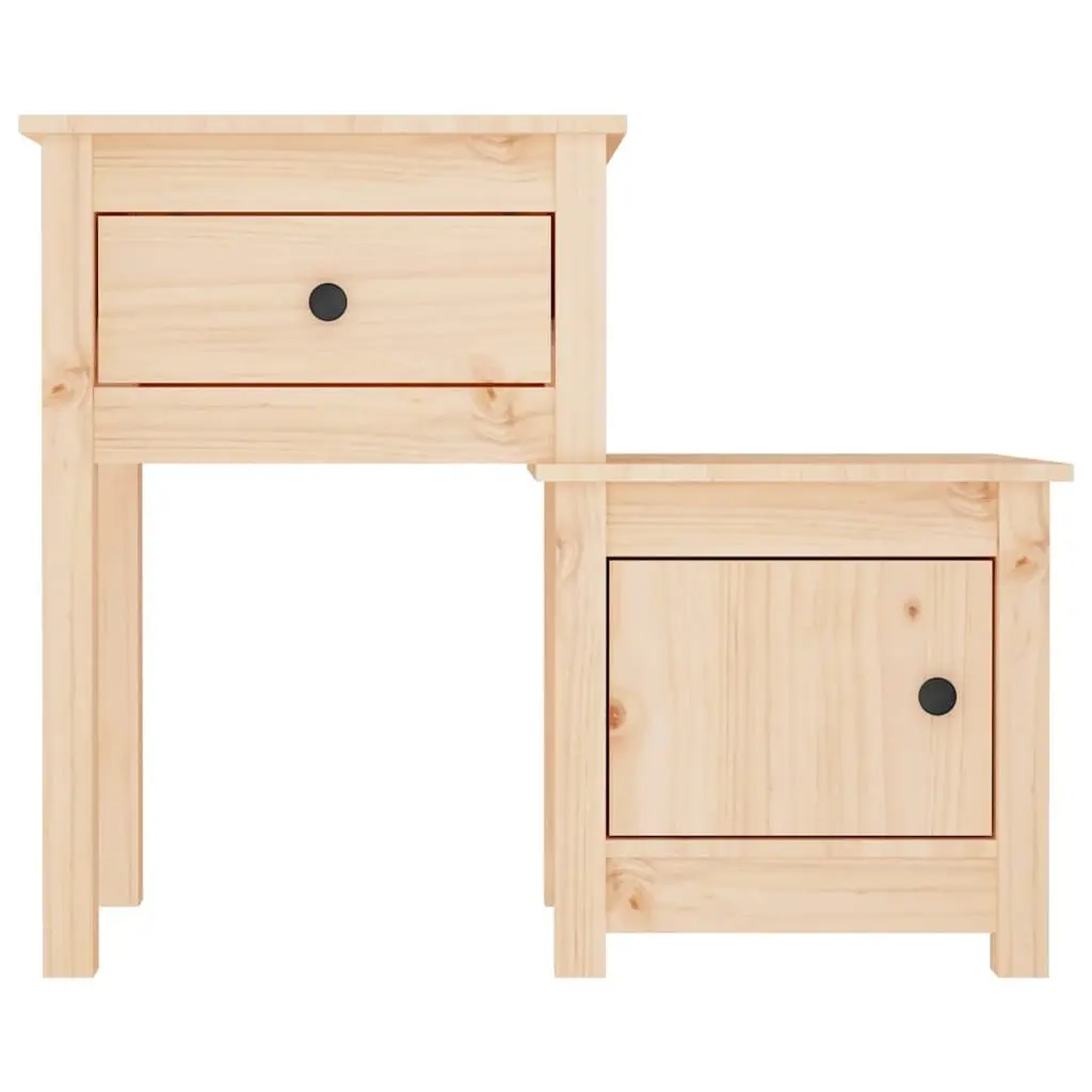 Bedside Cabinet 79.5x38x65.5 cm Solid Wood Pine Storage Nightstand Drawer Door