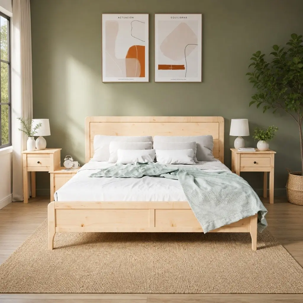 Bedside Cabinets 2 Piece Solid Wood Pine Nightstand Storage Drawer Door