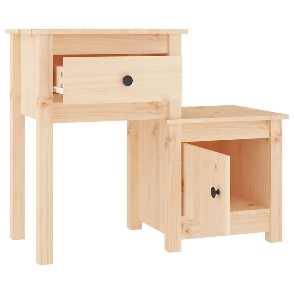 Bedside Cabinets 2 Piece Solid Wood Pine Nightstand Storage Drawer Door