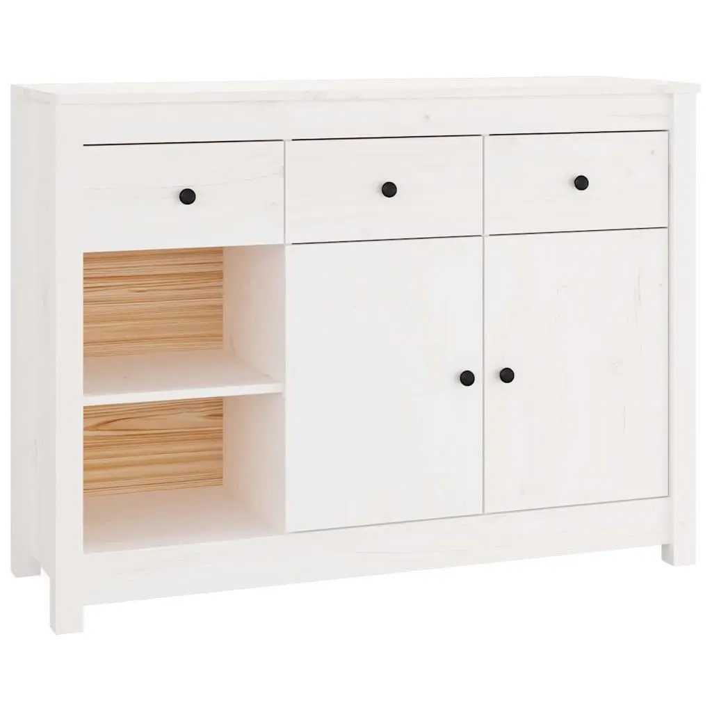 Wooden Sideboard Storage Cabinet 3 Drawers 6 Compartments Living Room White