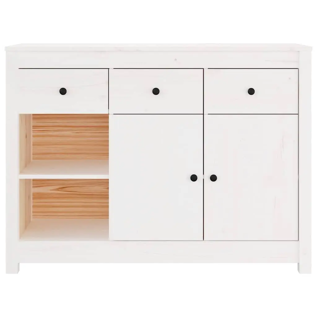 Wooden Sideboard Storage Cabinet 3 Drawers 6 Compartments Living Room White