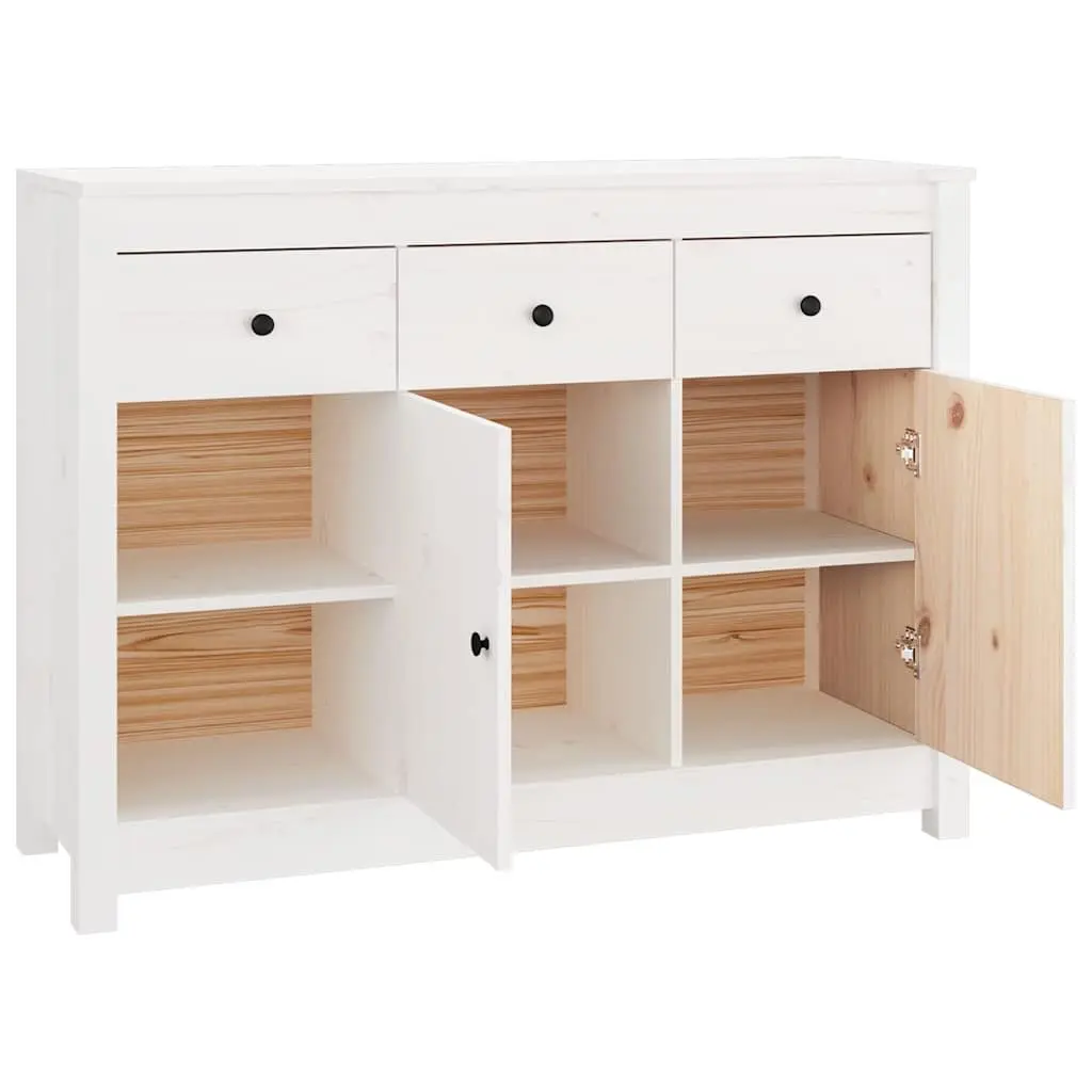 Wooden Sideboard Storage Cabinet 3 Drawers 6 Compartments Living Room White