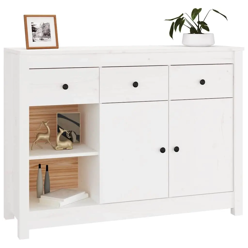 Wooden Sideboard Storage Cabinet 3 Drawers 6 Compartments Living Room White