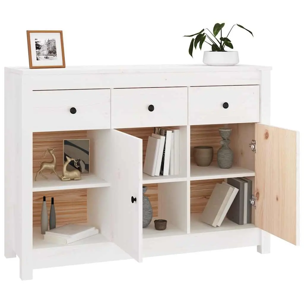 Wooden Sideboard Storage Cabinet 3 Drawers 6 Compartments Living Room White