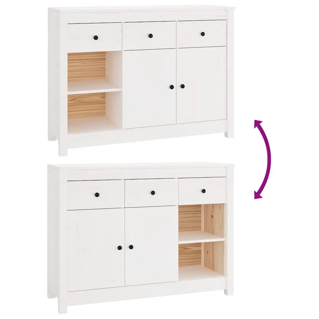 Wooden Sideboard Storage Cabinet 3 Drawers 6 Compartments Living Room White