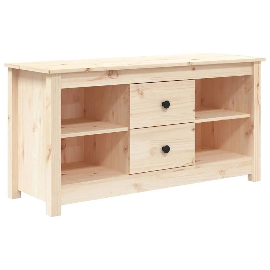 TV Cabinet Living Room 103x36.5x52 cm Solid Pine Wood Brown Furniture Storage Unit Drawers