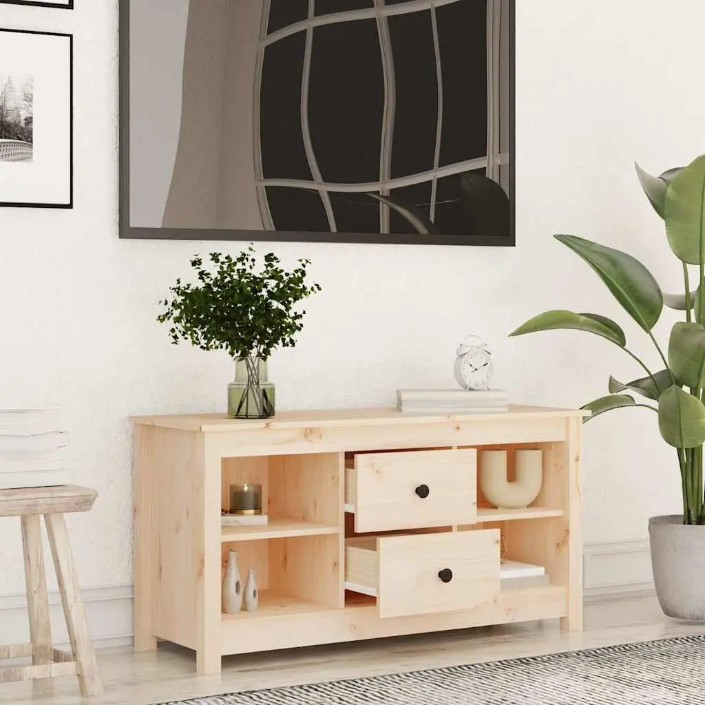 TV Cabinet Living Room 103x36.5x52 cm Solid Pine Wood Brown Furniture Storage Unit Drawers