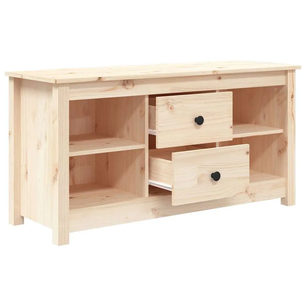 TV Cabinet Living Room 103x36.5x52 cm Solid Pine Wood Brown Furniture Storage Unit Drawers
